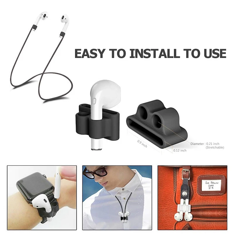 

Earphone Accessories Cover For Apple Airpods Silicone Cases Anti Lost Strap Holder Earphones Caps Buckle For Bluetooth Earphones