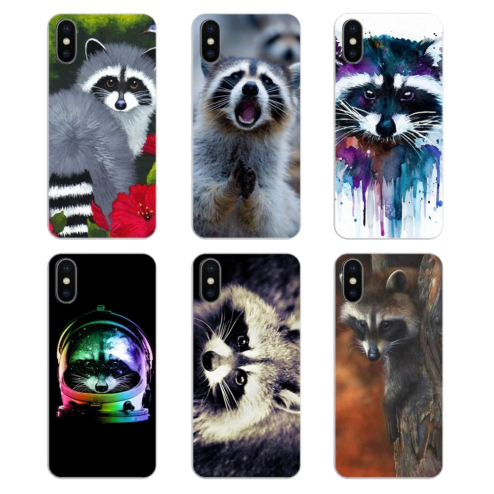 For Xiaomi Redmi 4X S2 3S Note 3 4 5 6 6A Por Pocophone F1 Mi Color Raccoon Animal Printed Pattern Transparent Soft Case Cover |