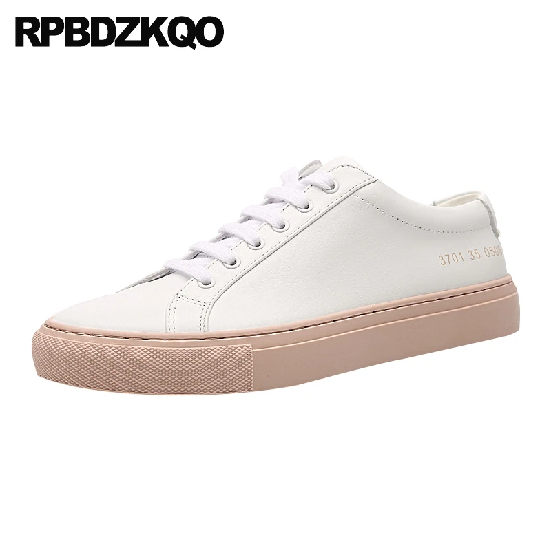 

white chinese high quality ladies sneakers pink designer shoes women luxury 2019 flats cowhide casual genuine leather trainers