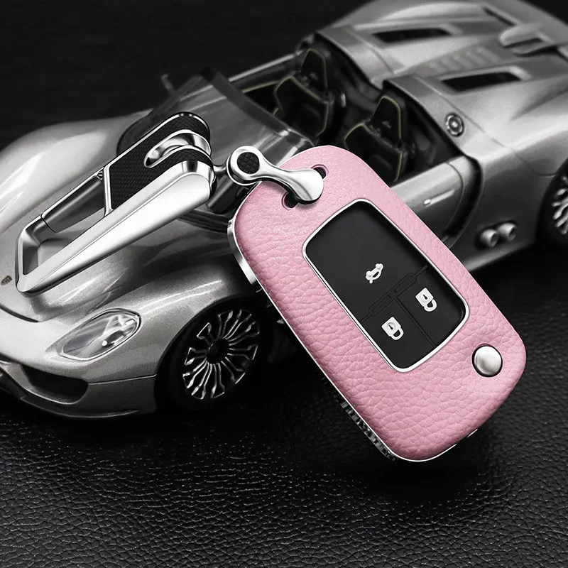 PINK Чехол для ключа автомобиля для Chevrolet Cruze Aveo TRAX Opel Astra Corsa Meriva Zafira Antara ASTRA J Mokka Insignia - Название цвета: PINK