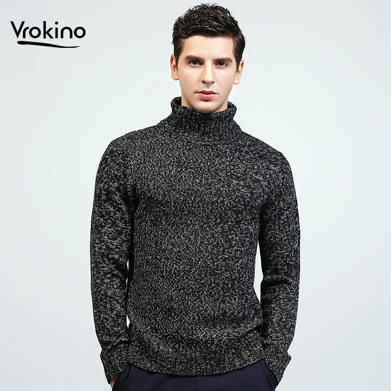 ^*Best Offers VROKINO Brand Winter 2019 Knit Turtleneck Sweater Keep Warm Men's Fashion British Wind Pullover Sweater Men's Black Brown ^*Best Offers VROKINO Brand Winter 2019 Knit Turtleneck Sweater Keep Warm Men's Fashion British Wind Pullover Sweater Men's Black Brown