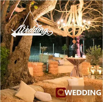 

Creative Acrylic letter hanging "WEDDING" letters wood signpost Arrow wedding road lead for wedding decorations free shipping