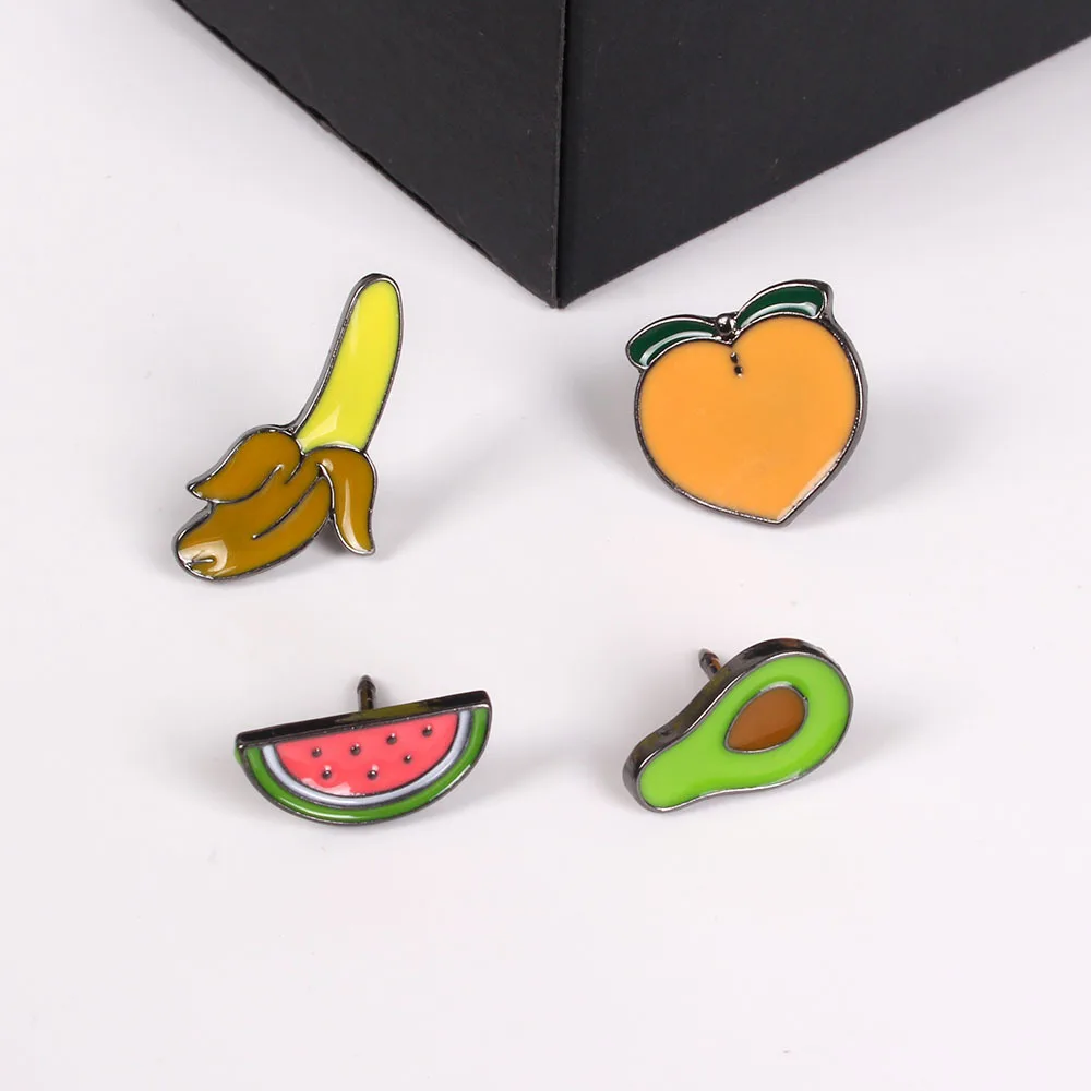 1 шт. значки с фруктами банан персик брошь авокадо, арбуз Броши металлический значок Kawaii Decorationg значки