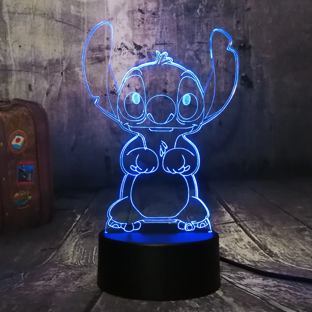 New Cartoon Cute Stitch 3D LED Night Light 7 Color Change Baby Sleep Table Lamp Home Decor Holiday Kids New Year Christmas Gift