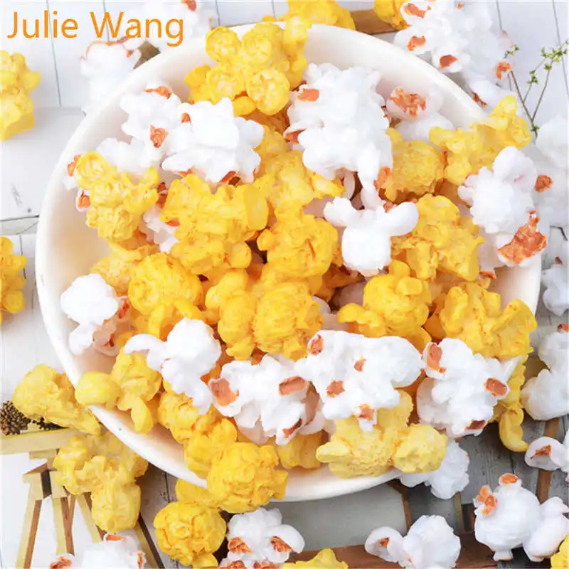 

Julie Wang 10PCS Resin Popcorn Charms Artificial Food Jewelry Making Accessory Table Decoration Props