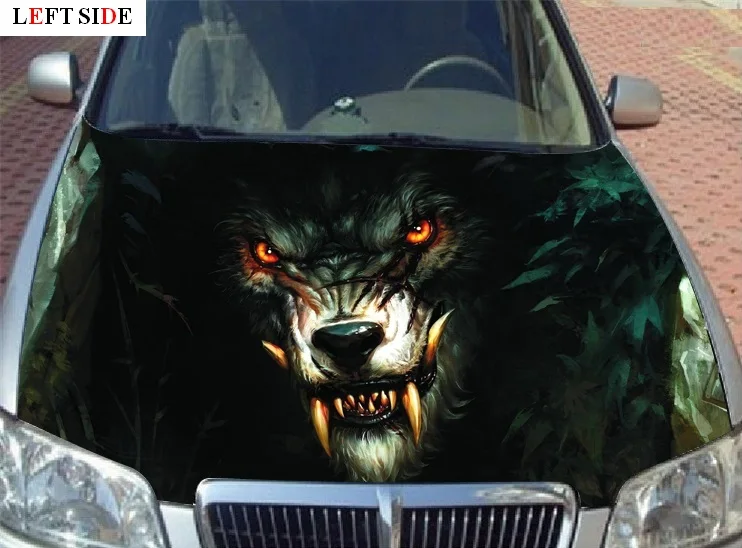 

LEFT SIDE Car Stickers Tiger Wolf Vinyl Engine Hood Car Covers Styling Sticker Customize Size for all Vehicles High Quality