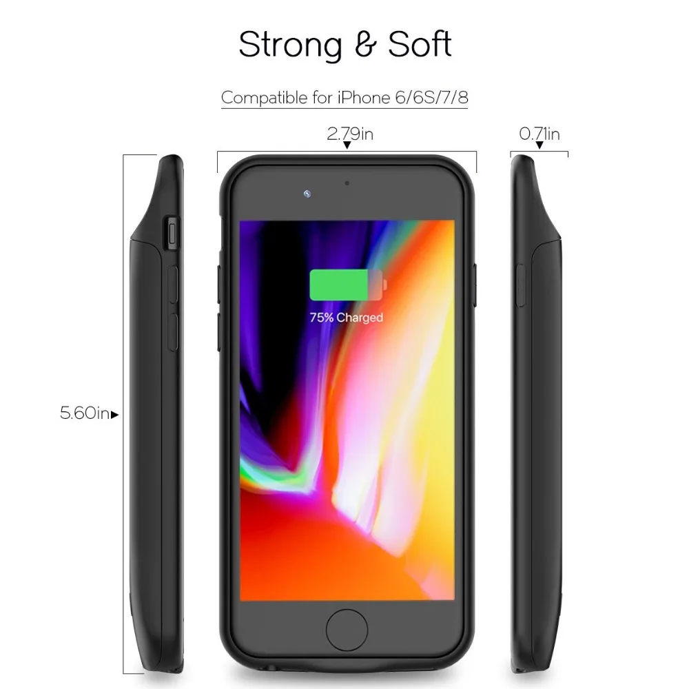 Goedkoop Smart 5000 mAh batterij case voor iPhone 6 7 8 (4.7 inch) hoge capaciteit 7200 mAh oplader case voor iphone 6 7 8 plus (5.5 Inch)