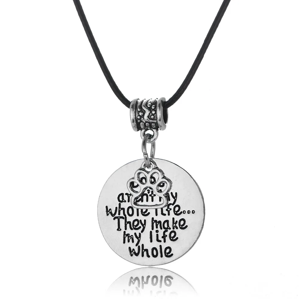 Dogs Aren't My Whole Life... They Make Life Whole&quot Dog Paw Pendant Necklace Doggie Puppy Pet Print Memorial Jewelry | Украшения и