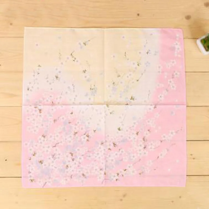 12pcs 45*45cm new Cotton Handkerchiefs Business Women Gradient cherry blossom Handkerchief