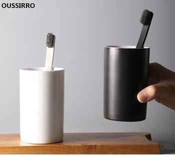 

2Pcs Eco-friendly Japanese-style Thick Circular Cups Toothbrush Holder Cup black White ceramics Cup Wash Tooth Mug Bathroom Sets