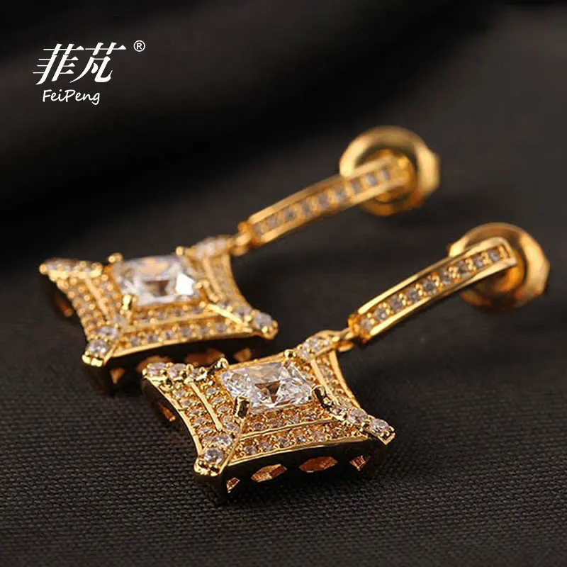 

Fashion Trendy/OL China Luster Stud Earrings Gold/Rhodium Plated with Cubic Zirconia Jewelry for Women Gifts