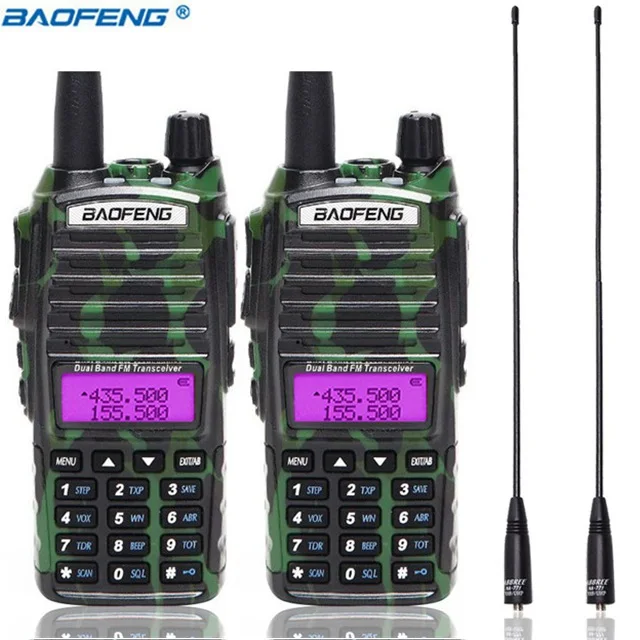 2 шт. Baofeng UV-82 5 Вт портативная рация VHF UHF Двухдиапазонный портативный приемопередатчик дальний CB двухстороннее радио UV82 для пеших прогулок - Цвет: camo 771 antenna