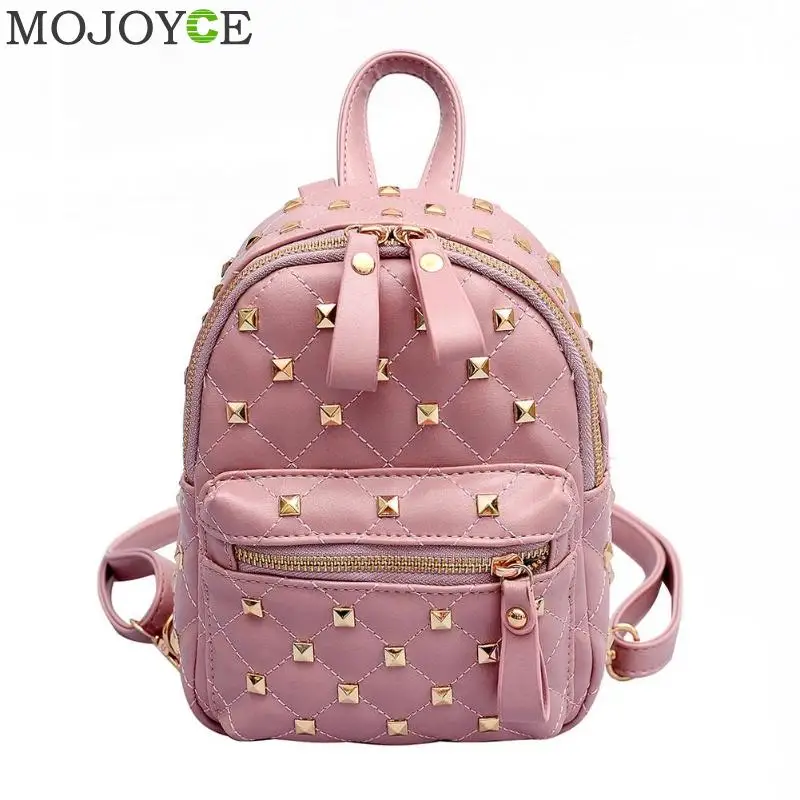 Cute Rivet Backpack Fashion Women Waterproof Backpack PU Leather Girls Shoulder Bag Small School Bags for Teenagers Travel Bag