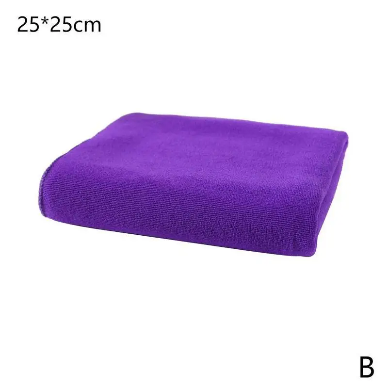 1 шт. полотенце из микрофибры, ткань для чистки 25*25 см, быстросохнущее полотенце, абсорбент, чистящая прокладка, авто мойка, инструмент для чистки - Цвет: Purple