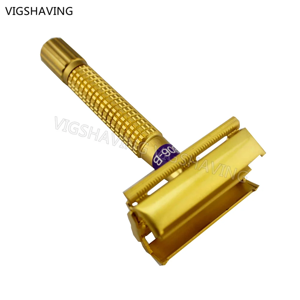 Бритва Weishi 9306B Matt Gold с двойным краем и бабочкой