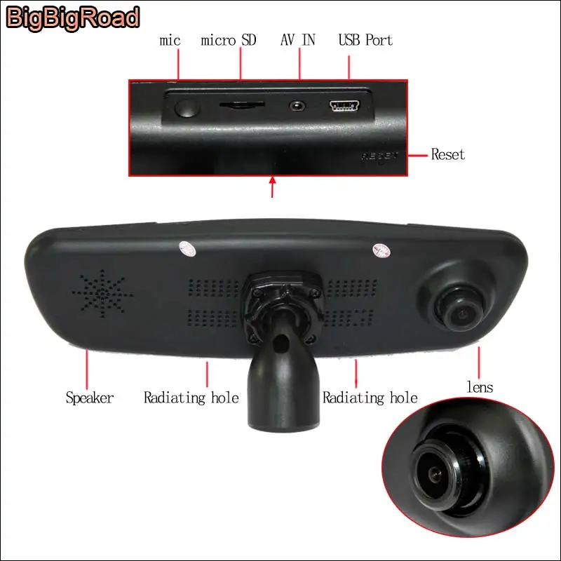 BigBigRoad For Fiat Viaggo Car Blue Screen front mirror DVR + rear view camera driving video recorder with Original Bracket BigBigRoad For Fiat Viaggo Car Blue Screen front mirror DVR + rear view camera driving video recorder with Original Bracket