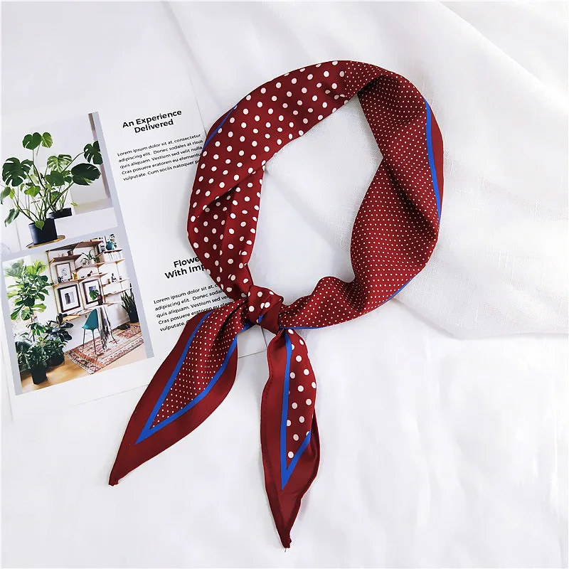 4Colors Triangle Dot Striped Scarf for Women Hair Handkerchief Imitation Silk Plaid Bandana Female Bag Scarves 2018 35*118CM 4Colors Triangle Dot Striped Scarf for Women Hair Handkerchief Imitation Silk Plaid Bandana Female Bag Scarves 2018 35*118CM