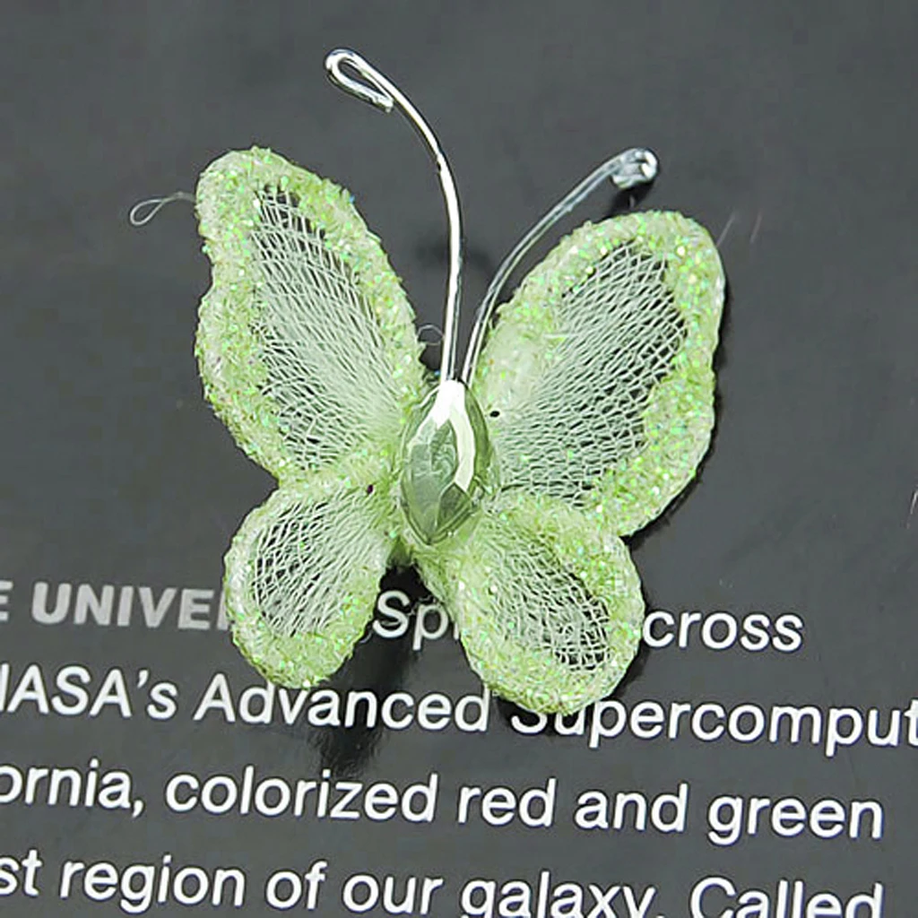  50 PCS Wired Mesh Stocking Butterfly With Glitter & Wedding Craft Decor for wedding Decoration Invi - 33002833294