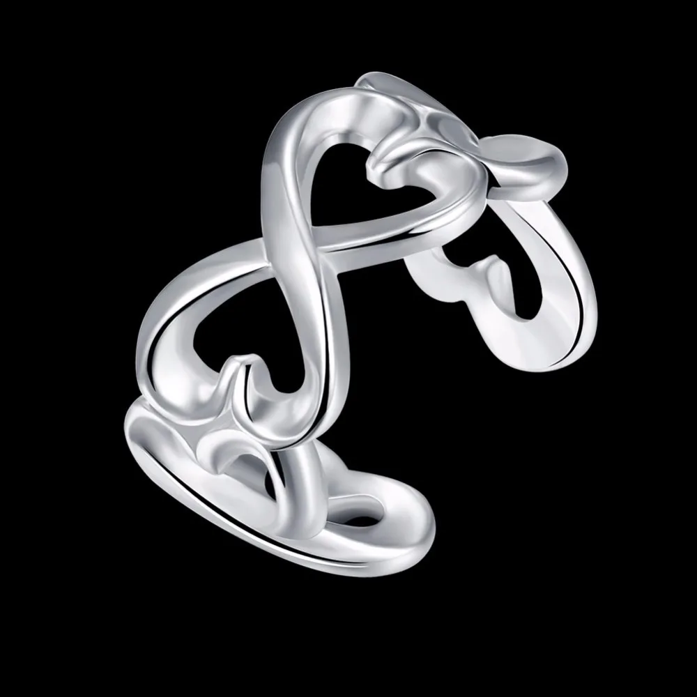 

Fashion Accessories Jewelry Women Infinity Heart Ring Silver Color Lady Adjustable Open Thumb Rings Comfort Fit Band Gift