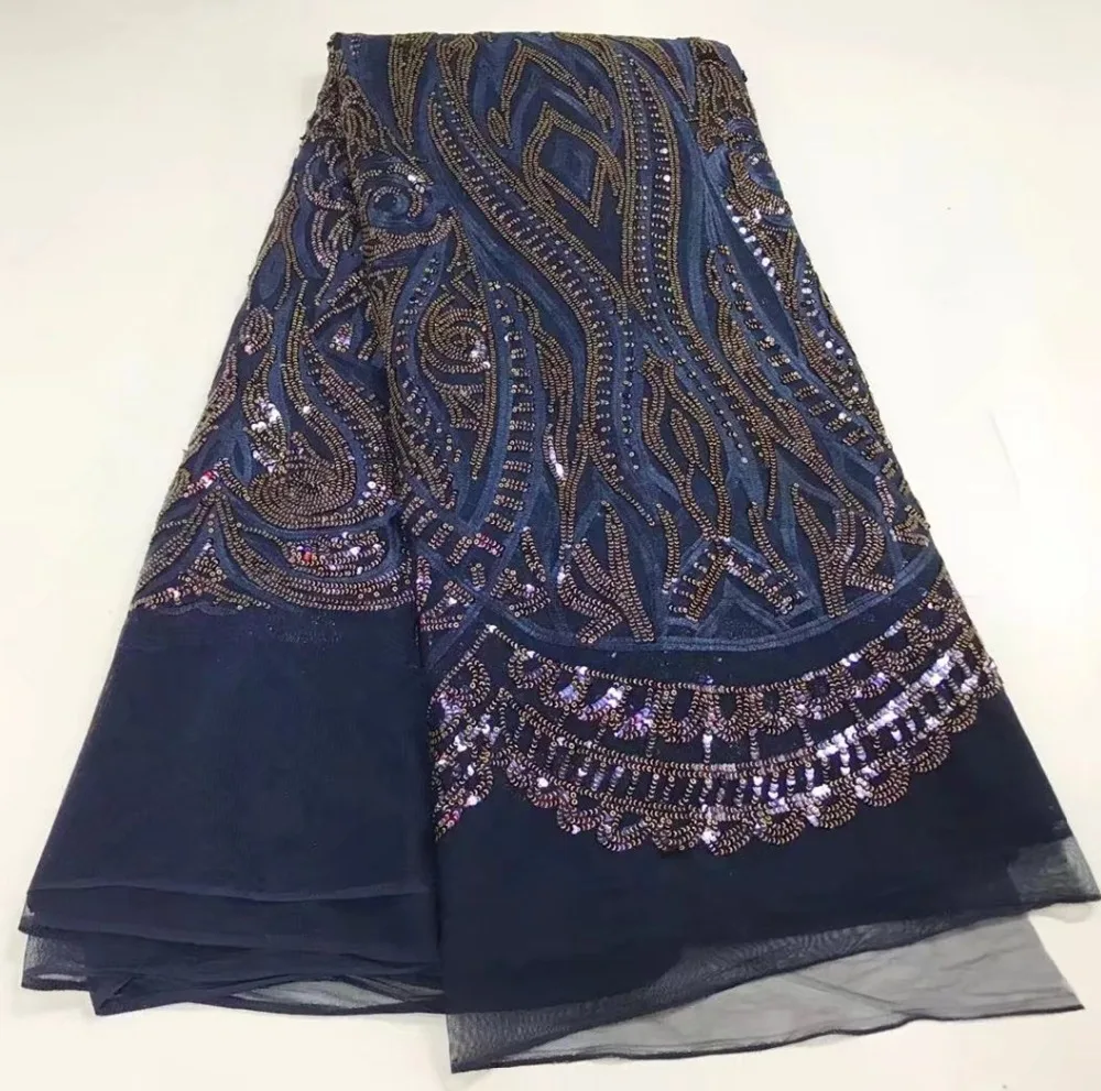 

Nigeria tulle mesh lace sequins lace fabric fabric navy blue africa lace fabric for wedding dress