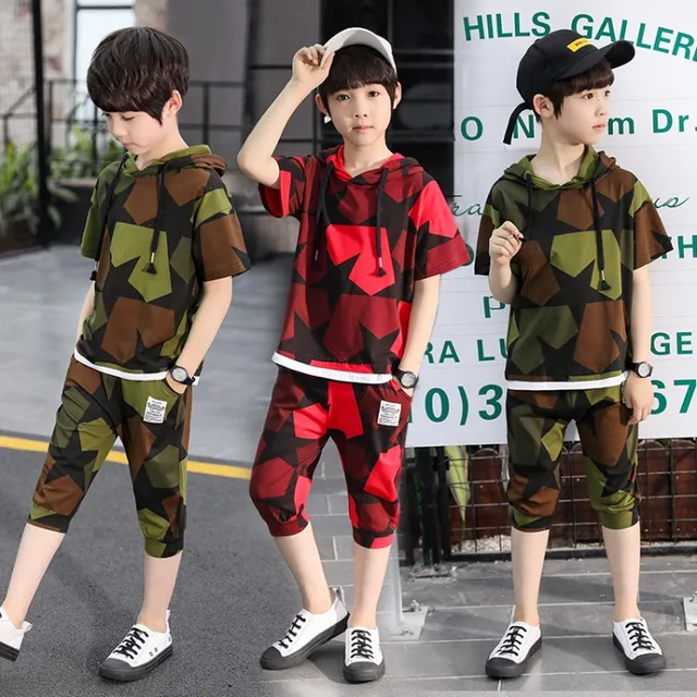 Boys Set Clothes Summer Sets patchwork Kids Clothing Tracksuit Kids