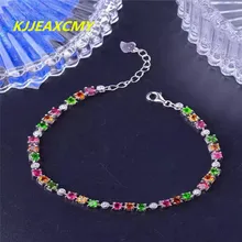 KJJEAXCMY ювелирные изделия из 925 пробы серебра турмалин, женский браслет, инкрустация ювелирных изделий, ювелирные изделия, натуральный