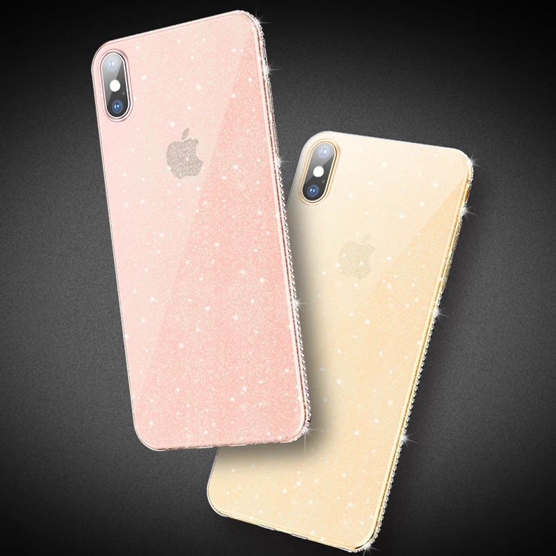 Simple Transparent Bling Glitter Case Cover For iPhone 6 6S 7 8 Plus Solf TPU Silicone Phone X Xr Xs Max Capas |
