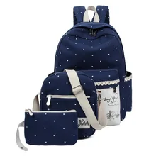 2016 Nouveau Mode Toile femmes Sac À Dos Femelle Spot Impression Étudiants Sac pour Adolescents Filles Sac À Dos 3 pcs École Sac ensemble