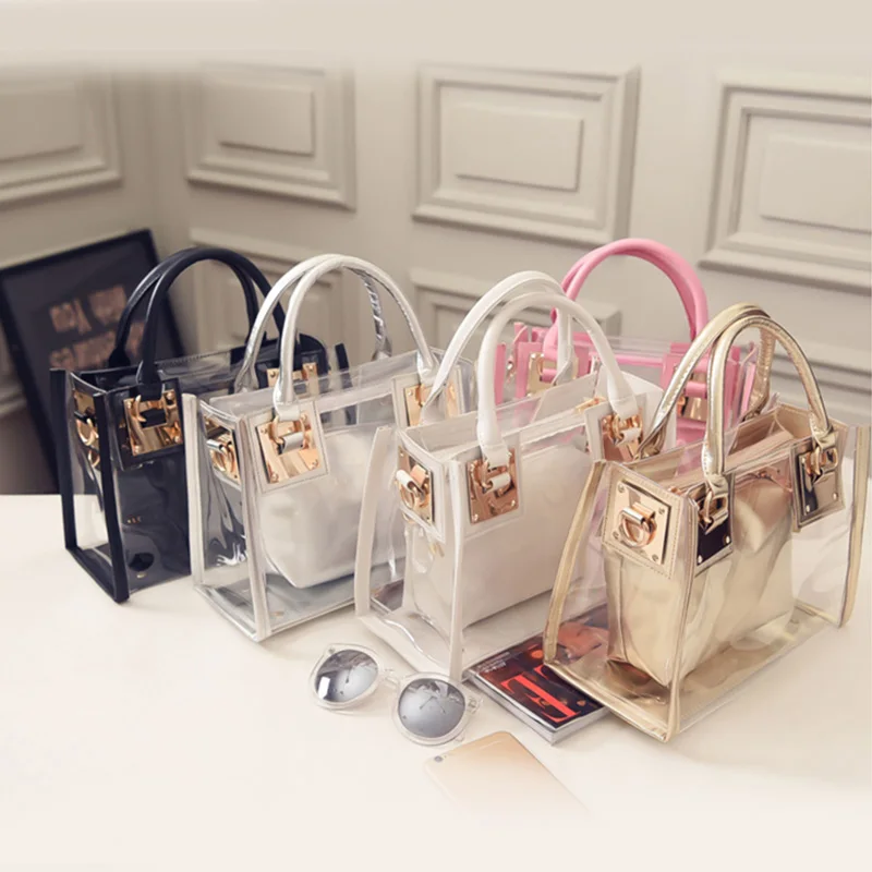

Fashion Women Clear Transparent Shoulder Bag Jelly Candy Summer Beach Handbag Messenger Bags LXX9
