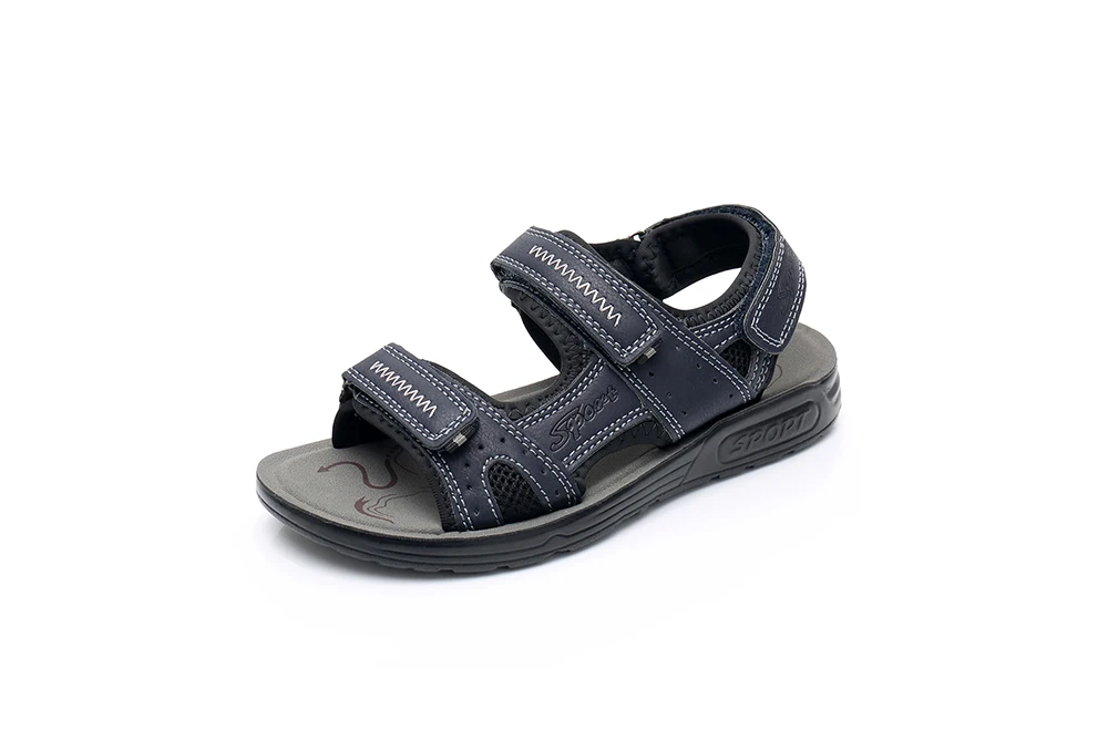 Apakowa Boys Open Toe Sports Sandals Children Hook and Loop Beach Sandals for Walking Running Water Shoes Navy Brown Grey 31-41 children's sandals near me