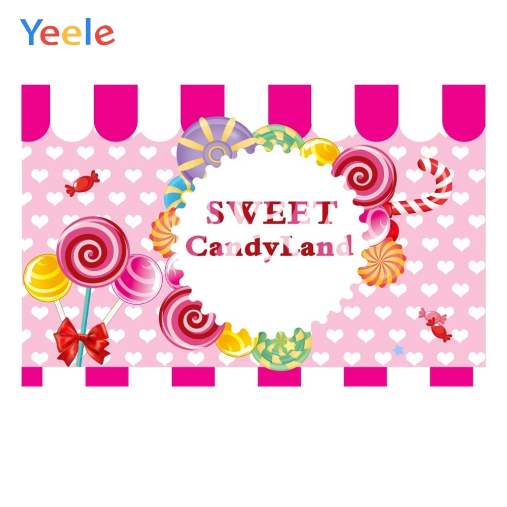 

Yeele Pink Love Heart Lollipop Candyland Baby Room Photography Backgrounds Customized Photographic Backdrops for Photo Studio