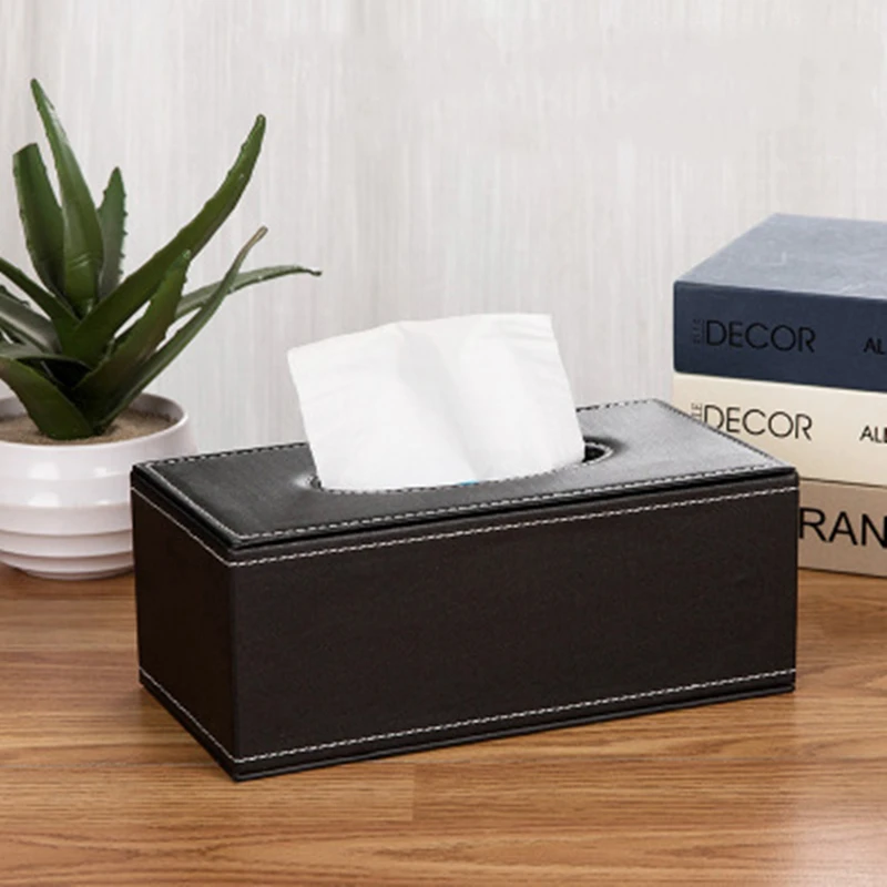 

Removable Tissue Car Home Rectangle Shaped Faux PU Case Paper Tissue Box Holder Napkin Paper Container Case