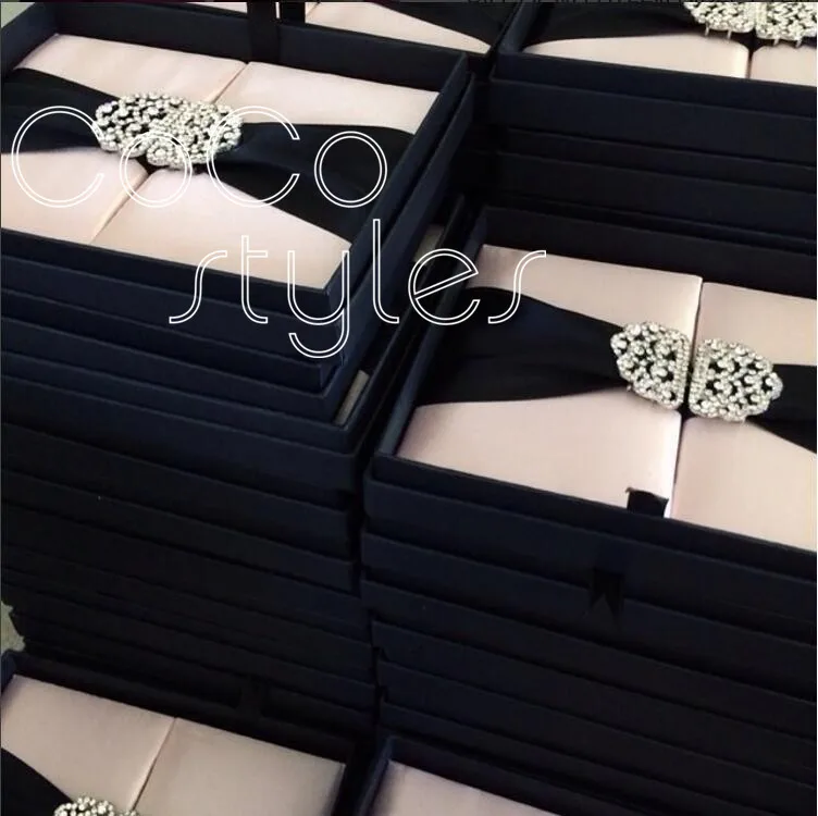  Cocostyles art paper hard cover invitation card box with buckle amd outer mailing box handmade cust - 32867915530