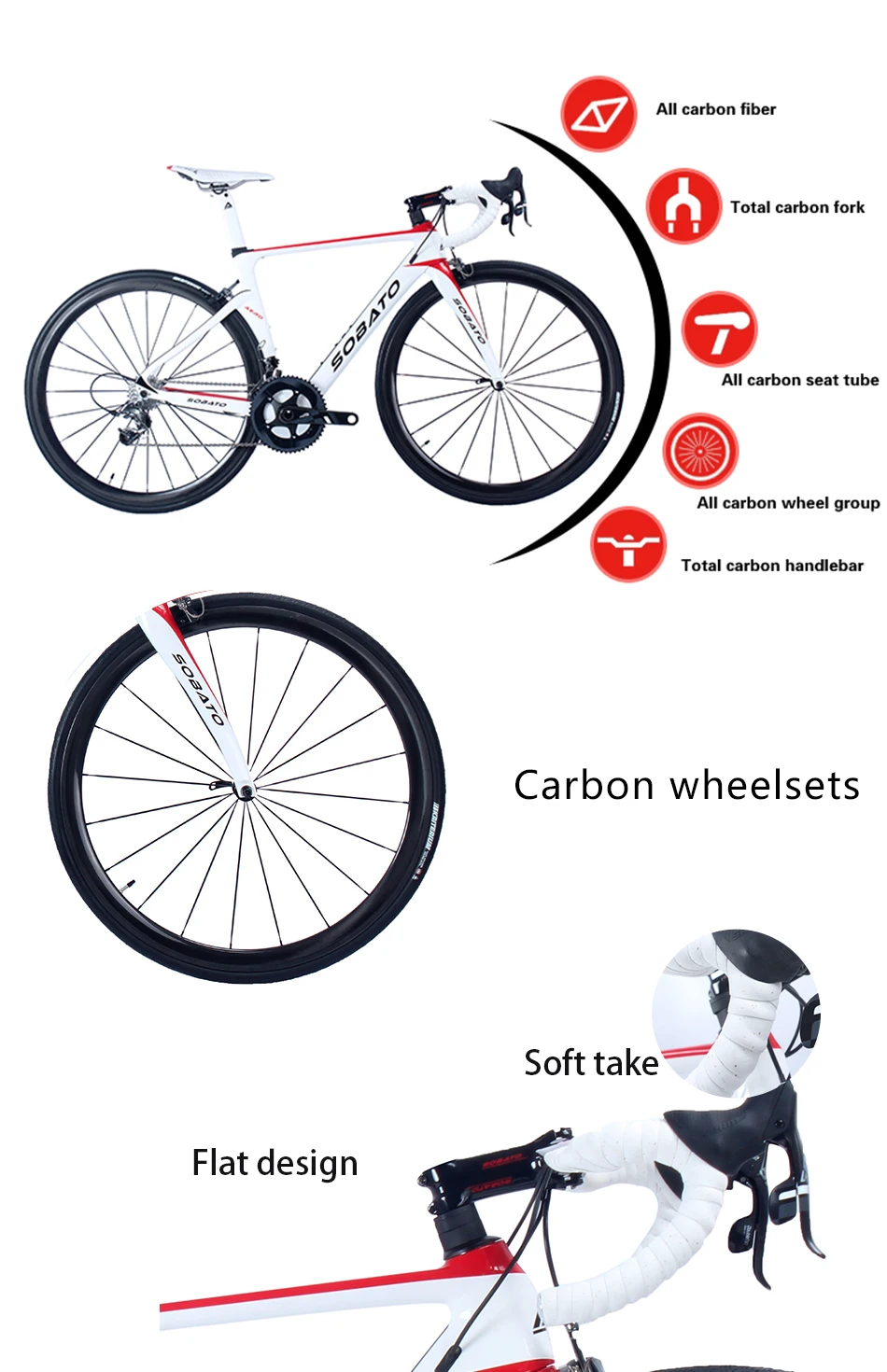 Cheap 7.5kg RAA Di2 Mechanical Carbon Road Bike Frame Wheels Crank Matt Electronic 56cm White Red Color 4 Cheap 7.5kg RAA Di2 Mechanical Carbon Road Bike Frame Wheels Crank Matt Electronic 56cm White Red Color 4