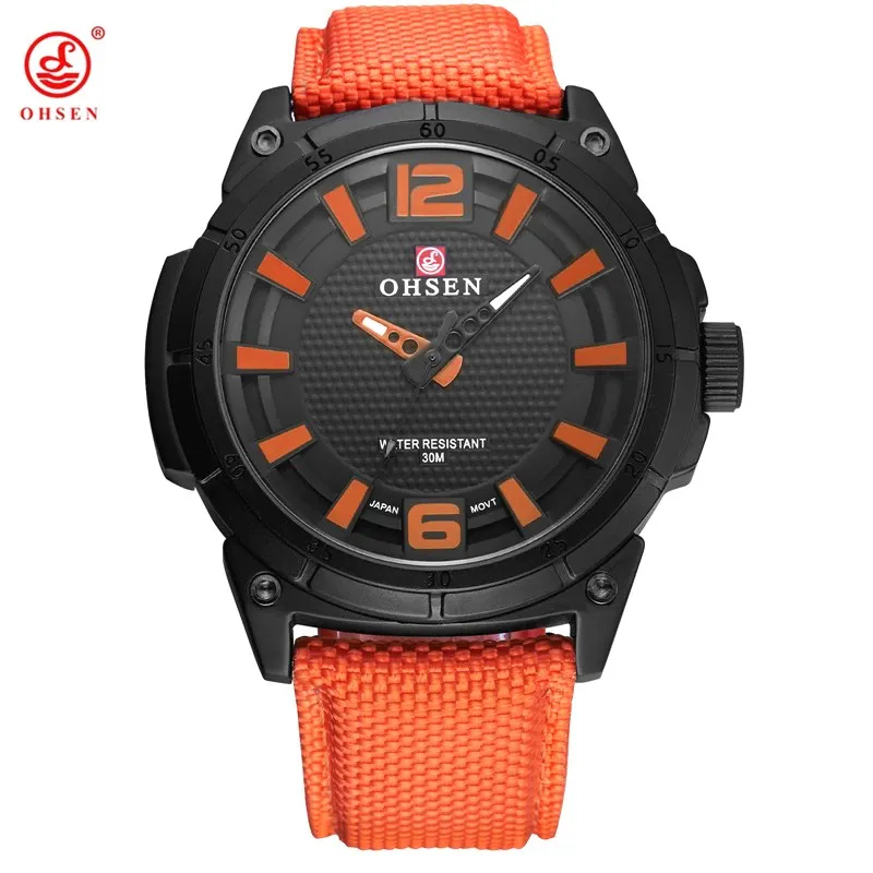 

2017 OHSEN Fashion Casual Brand Male Orange Quartz Watch Men Man Busines Wristwatches 30m Waterproof Watch Hombre Analog Relogio