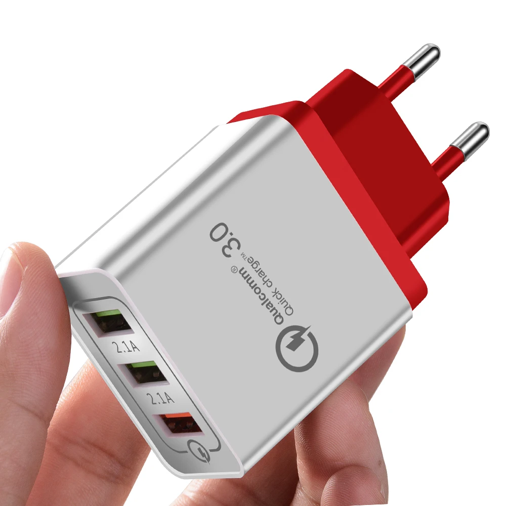 3 Порты USB Quick Charge 3,0 5V 2.4A мобильного телефона Зарядное устройство быстрой зарядки для Oukitel OK6000 K4000 K6000 Плюс/K10000 Mix Max Pro - Тип штекера: Red