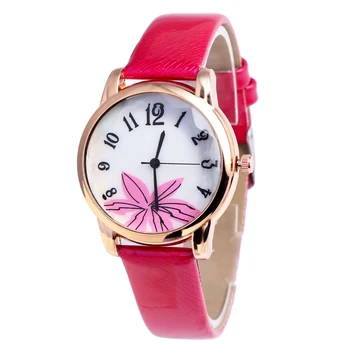 

Luxury Leather Women Dress Watches Wristwatch Fashion Flower Butterfly Ladies Bracelet Female Round Clock Quartz Watch relogio