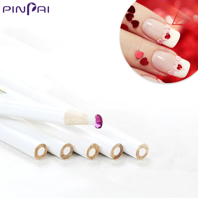 5PCS Nail Art Dotting Pen White Pencil for Sticking Rhinestone Decoration Practical Beauty DIY Tools Wax Core F059 | Красота и
