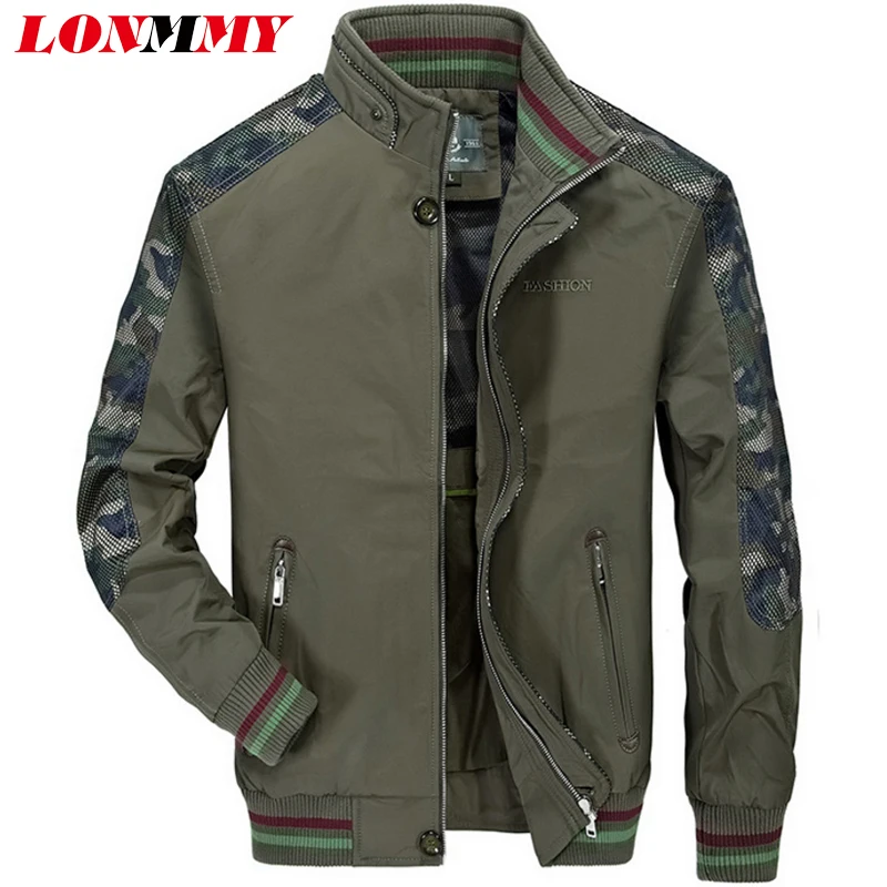 LONMMY 4XL Camouflage jackets men coats military Thin Stand collar