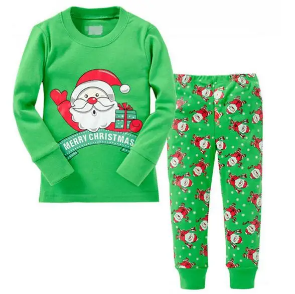 Новые рождественские детские пижамные комплекты из 2 предметов Одежда для мальчиков и девочек футболка с длинными рукавами и рисунком+ штаны, QW13 - Цвет: 8