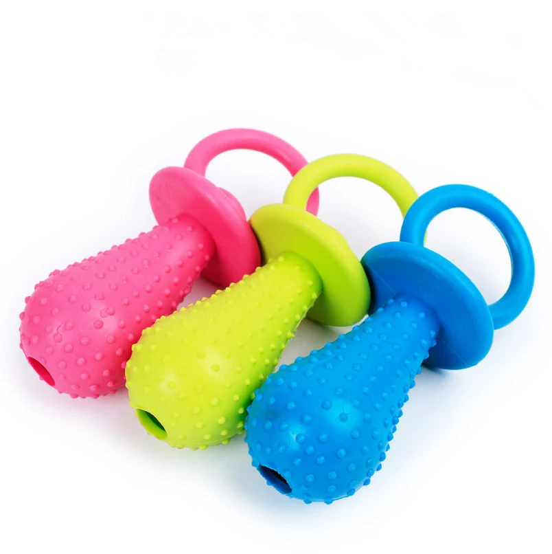 

New Pet Rubber Pacifier Dog Toy Interactive Rubber Soother Pet Dog Cat Puppy Elasticity Teeth Dog Chew Toys Tooth Cleaning Toy