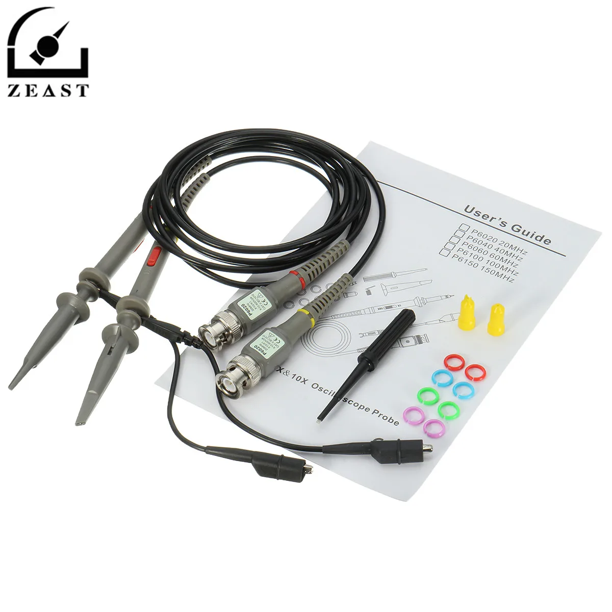 

2Pcs Oscilloscope Probe BNC Alligator Clip Ground Lead Test Tool Kit 20MHz 1X 10X High Precision