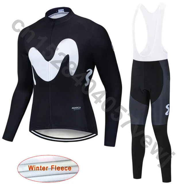 Movistar, длинный рукав, термальный флис, Джерси для велоспорта, зимний комплект одежды для велоспорта, Майо Ropa Ciclismo Hombre D4 - Цвет: set 3