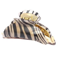 YOST-зебра полоса шаблон Парикмахерская ручка заколка для волос коготь Золотой+ черный