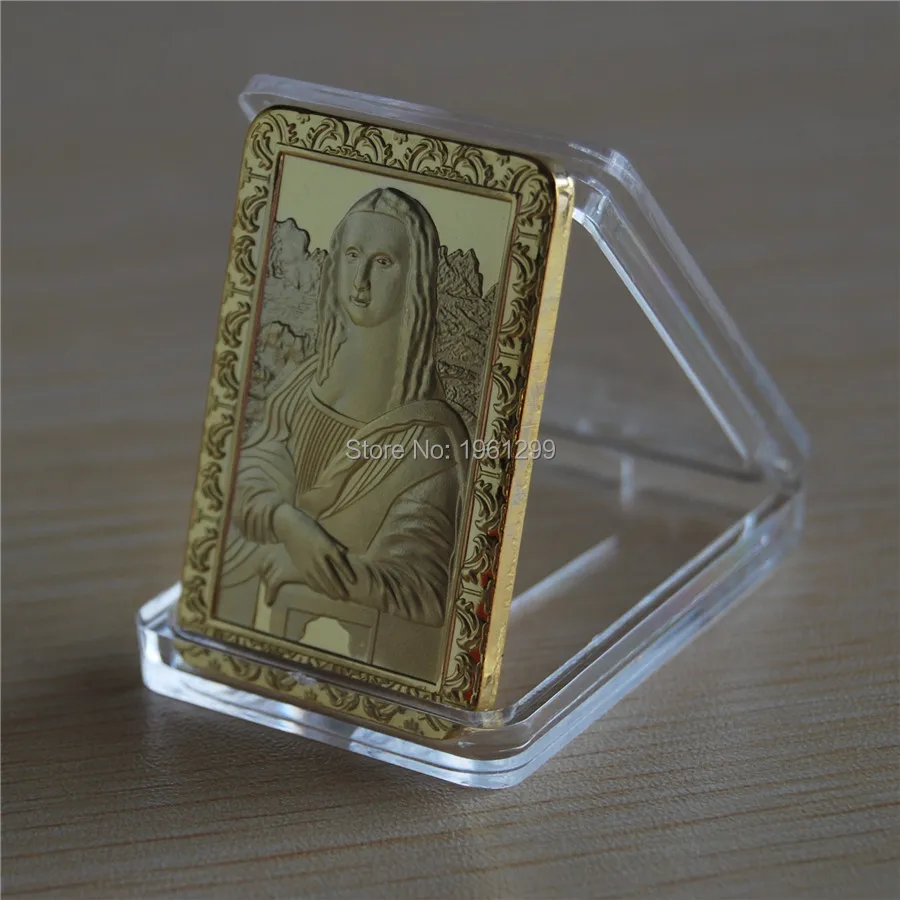 Новинка высокое качество Leonard Da Vinci/Mona Lisa художественный коллекционный подарок позолоченная монета 5 шт./лот Размер: 44*28 мм