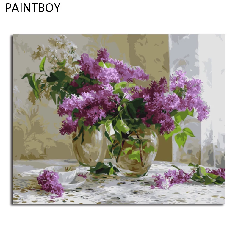 

PAINTBOY Framed Pictures DIY Digital Oil Painting By Numbers Modern Flower Home Decor For Living Room