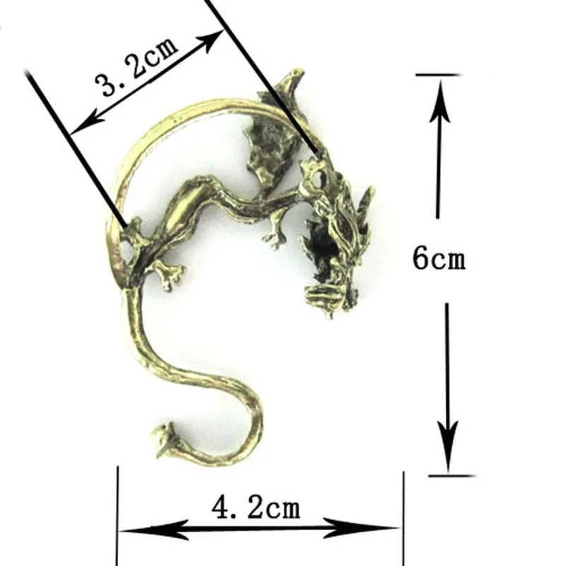 Черные Серебряные бронзовые серьги Ретро винтажный Панк Искушение Металл Дракон Укус ухо манжеты клип обертывание серьги 4 см x 6 см