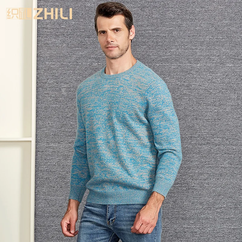  High Grade Men Sweater 2018 New 100% Cashmere Pullovers Winter Warm Jumper O neck Noble Fashion clo