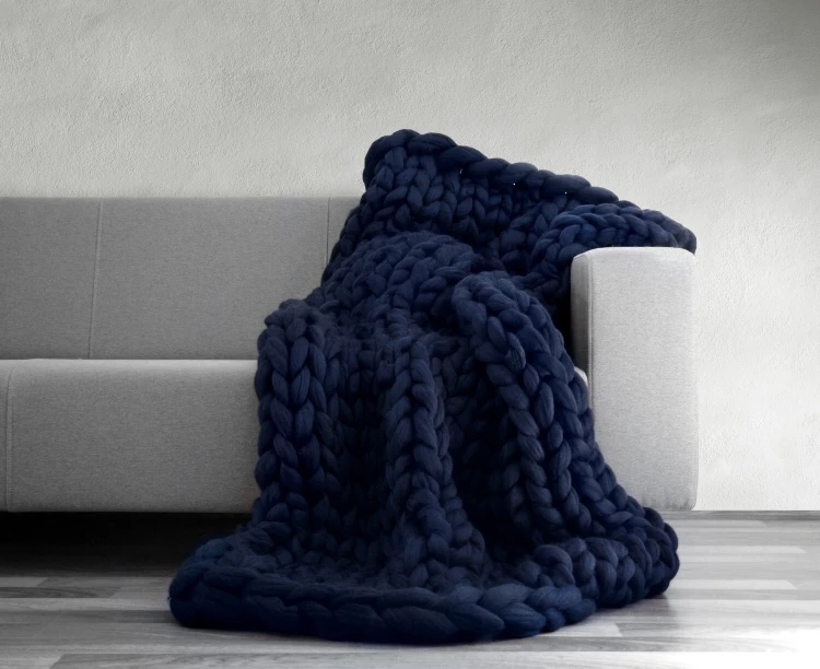 Мягкое плотное трикотажное одеяло из гигантской пряжи, ручная работа, реквизит для фотосессии, одеяло s CrochetLlinen, мягкое вязаное одеяло s