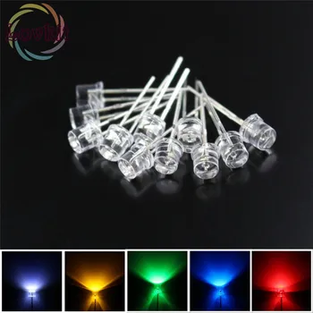 

100pcs/lot 9 Colors Optional 5MM Flat Top led Wide Angle 5mm Ultra Bright LEDs light Emitting Diodes Electronic Components